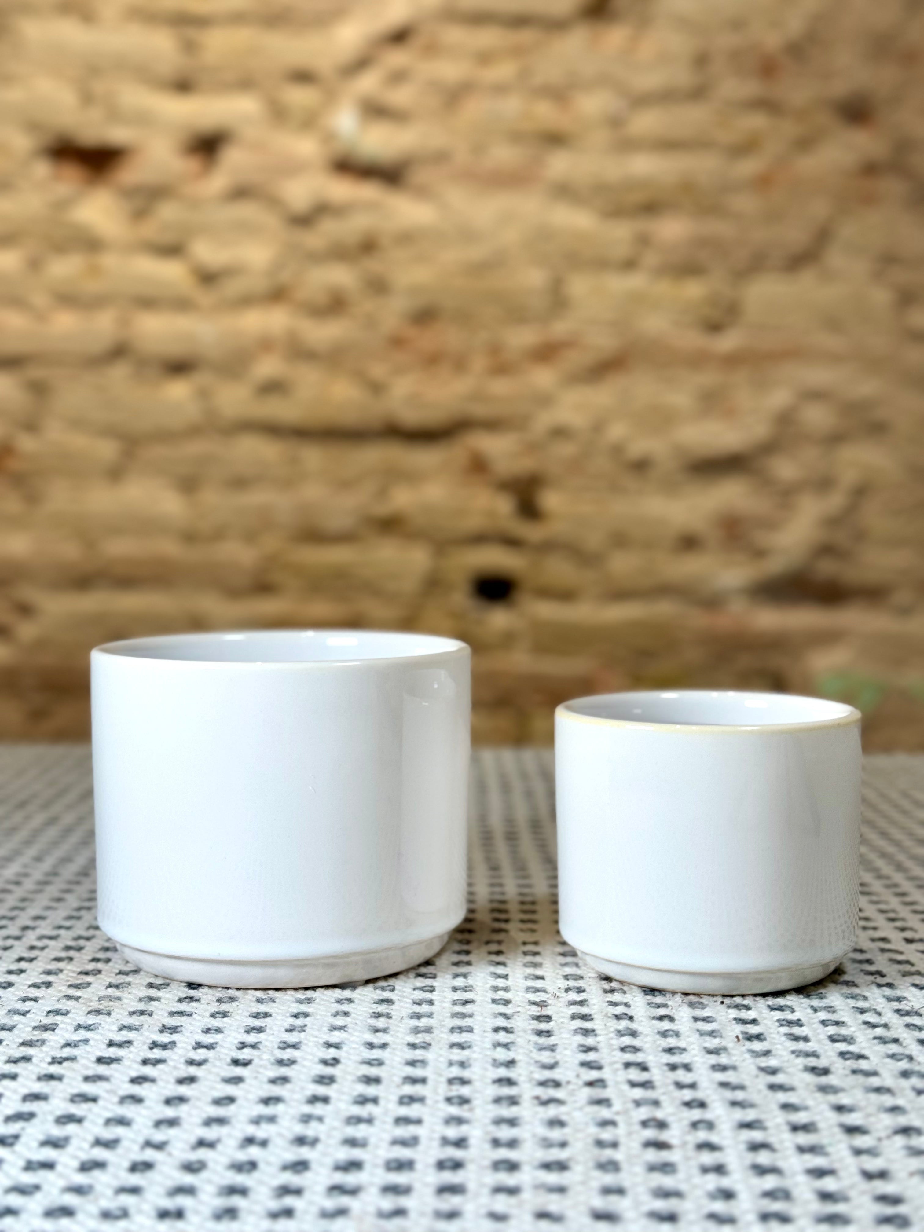Macetas de cerámica blanca minimalista para plantas de interior