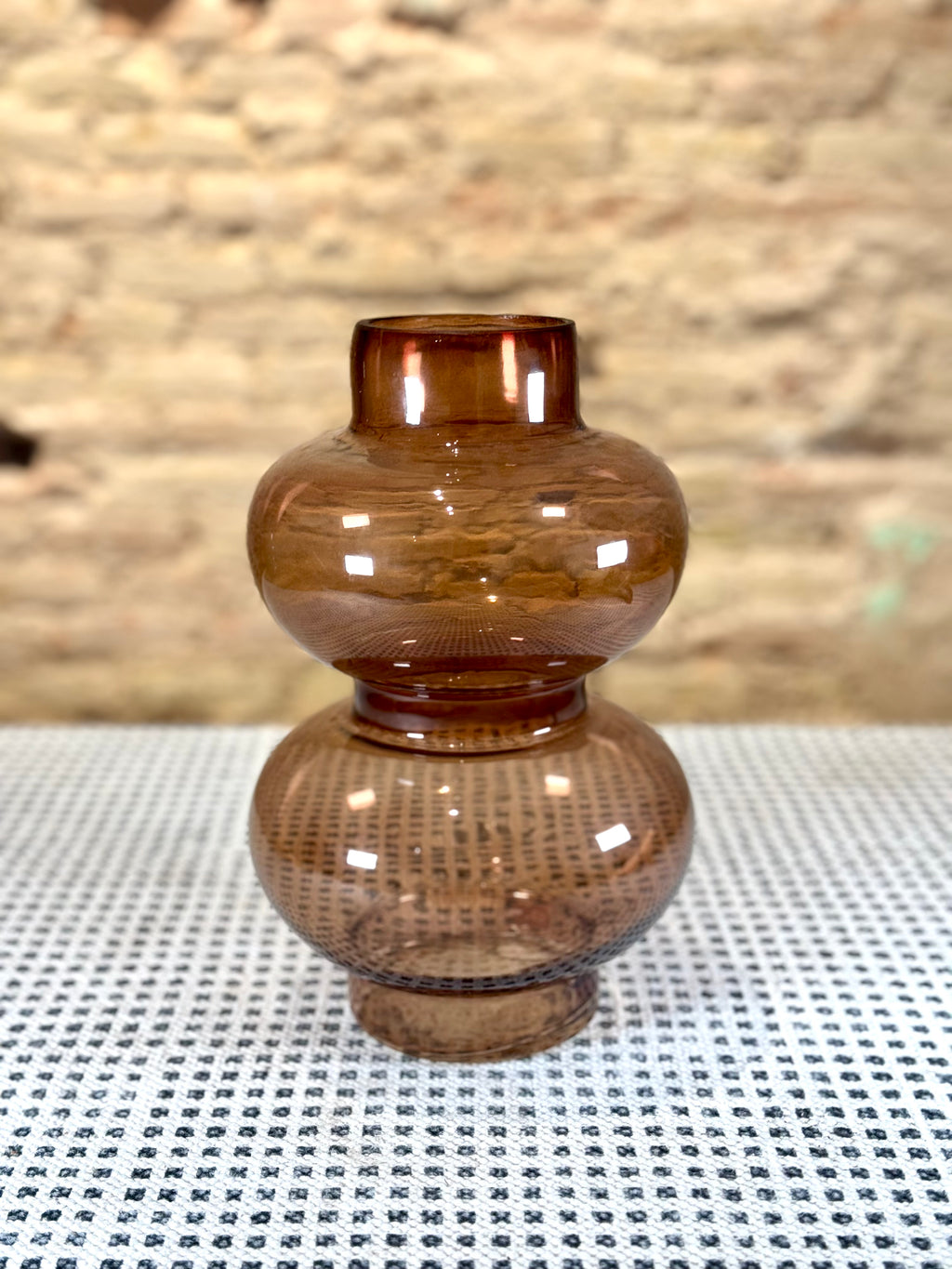 Jarrón de vidrio ámbar – Florero decorativo moderno de doble burbuja