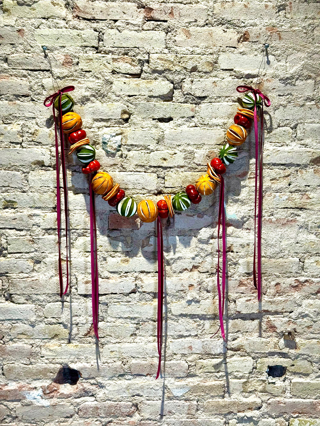 Guirnalda Artesanal de Frutas Secas y Calabacitas | Decoración Natural y Navideña