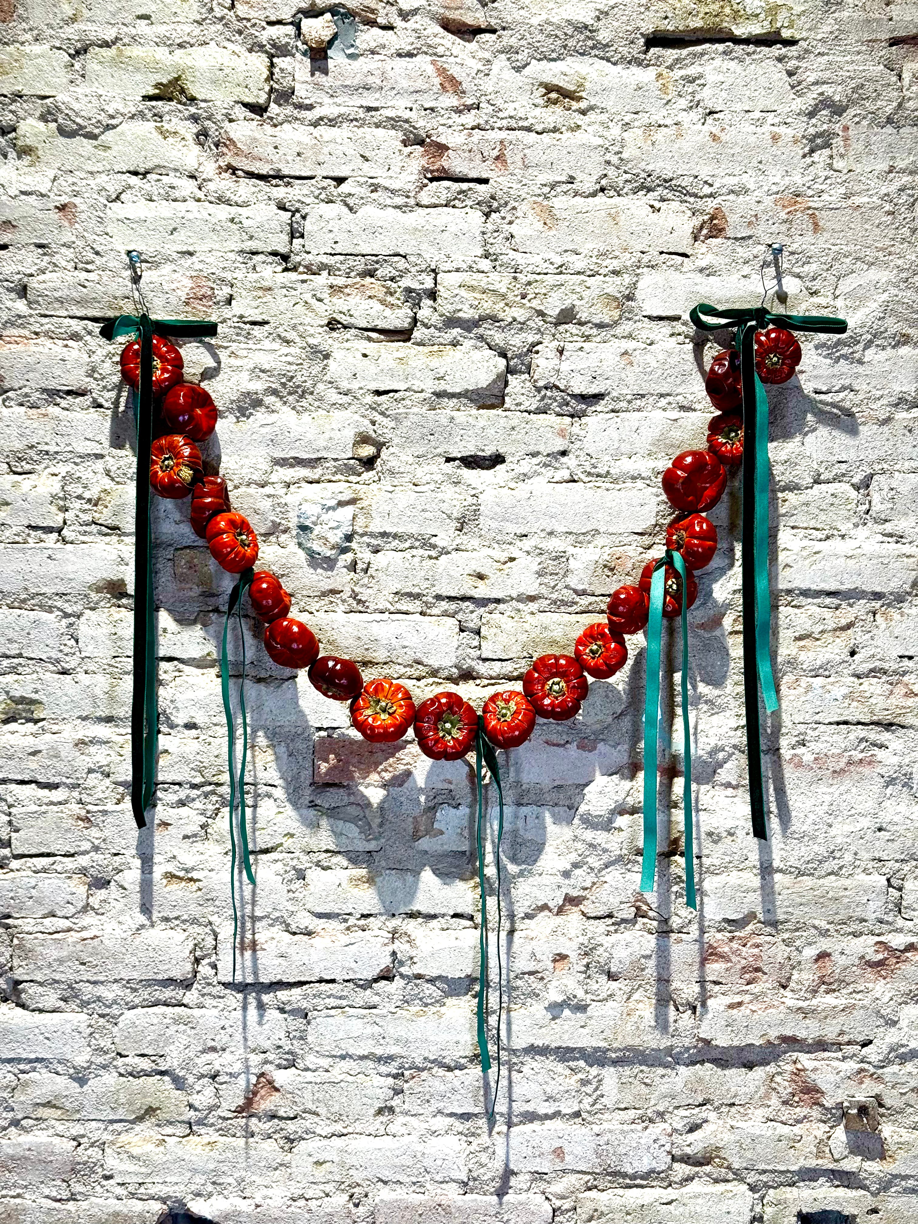 Guirnalda Decorativa de Calabacitas Rojas Secas | Adorno Natural Artesanal para Navidad