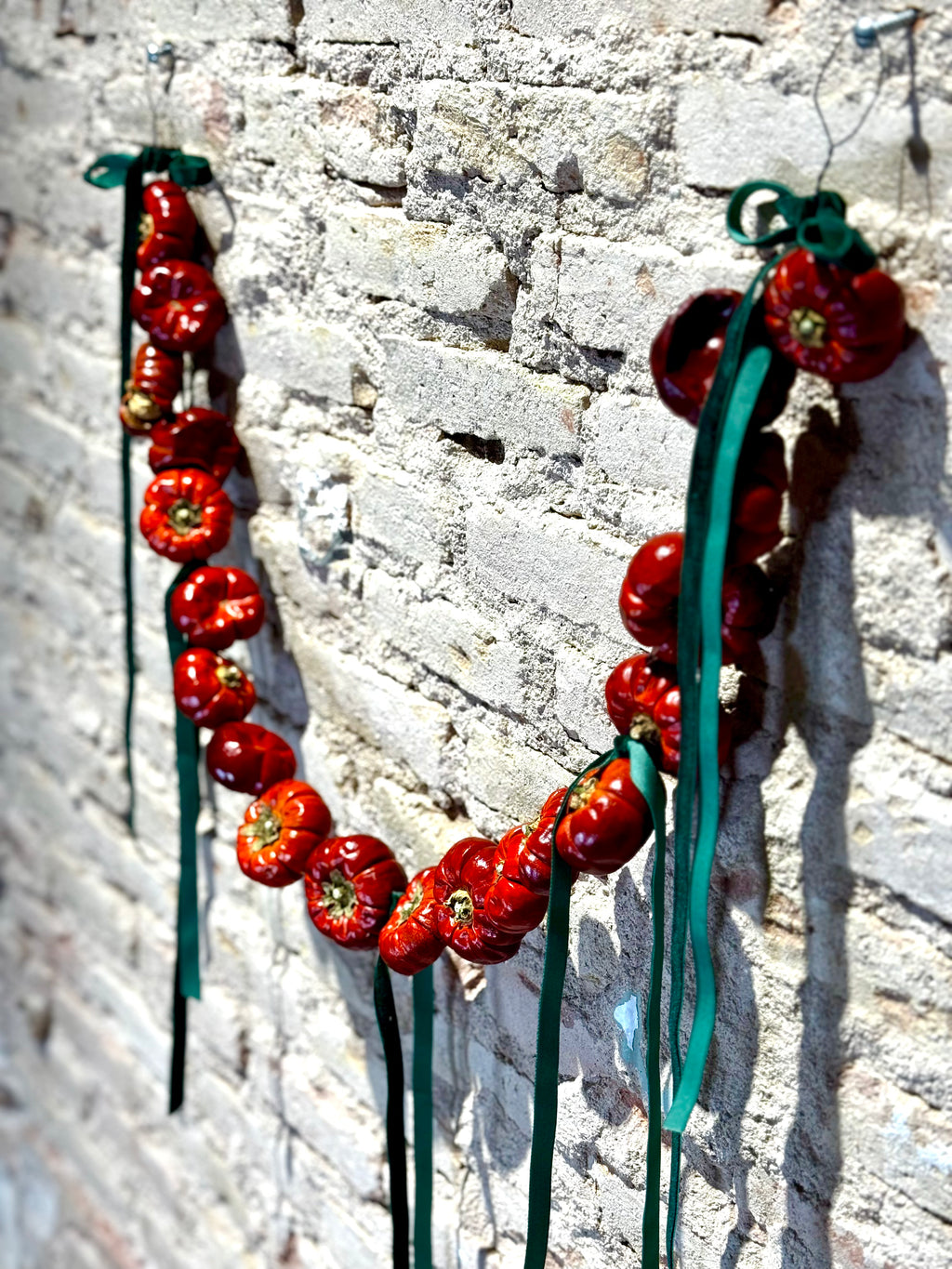 Guirnalda Decorativa de Calabacitas Rojas Secas | Adorno Natural Artesanal para Navidad