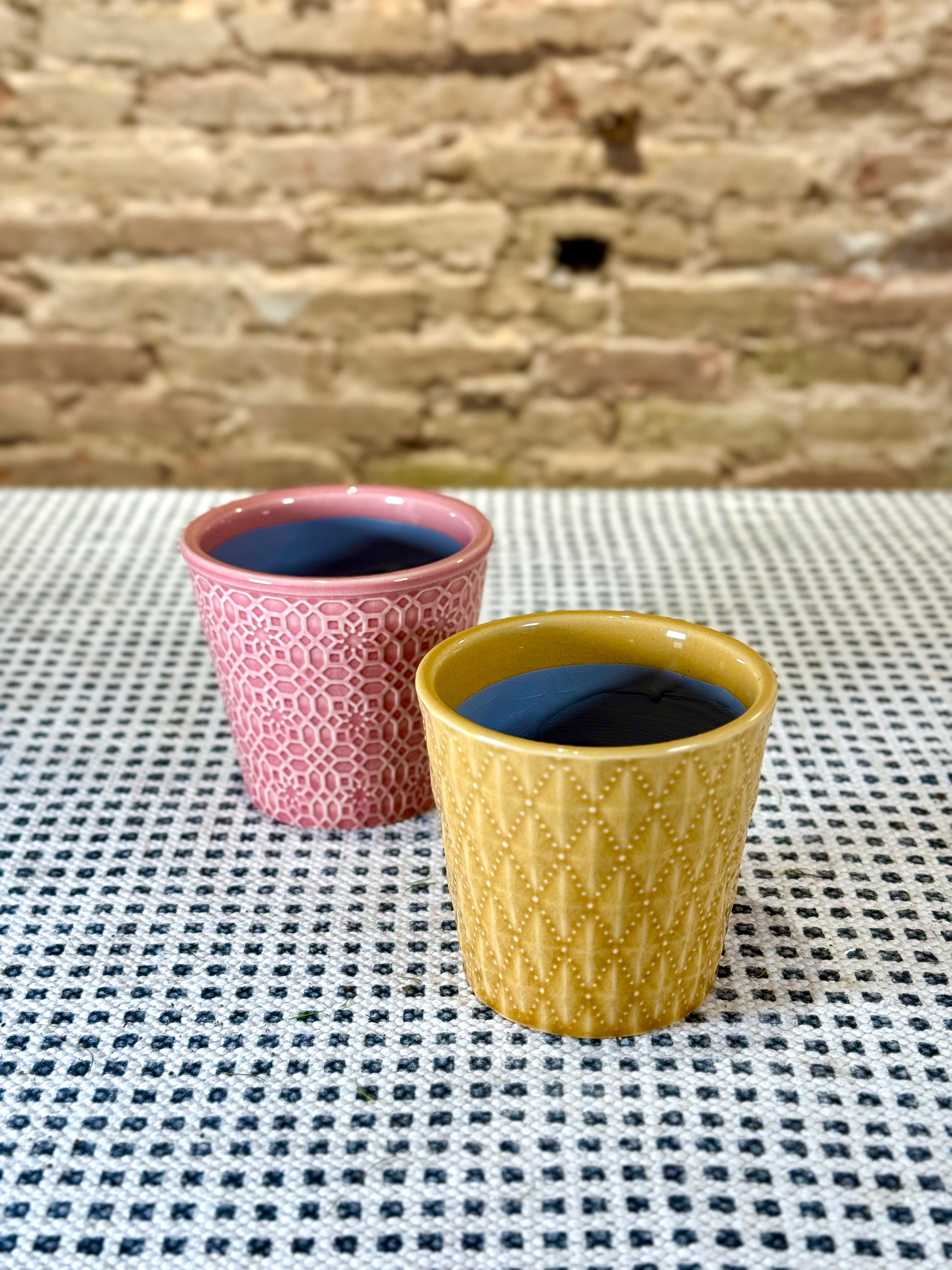 Portamacetas Dúo Rosa y Amarillo para Plantas Pequeñas